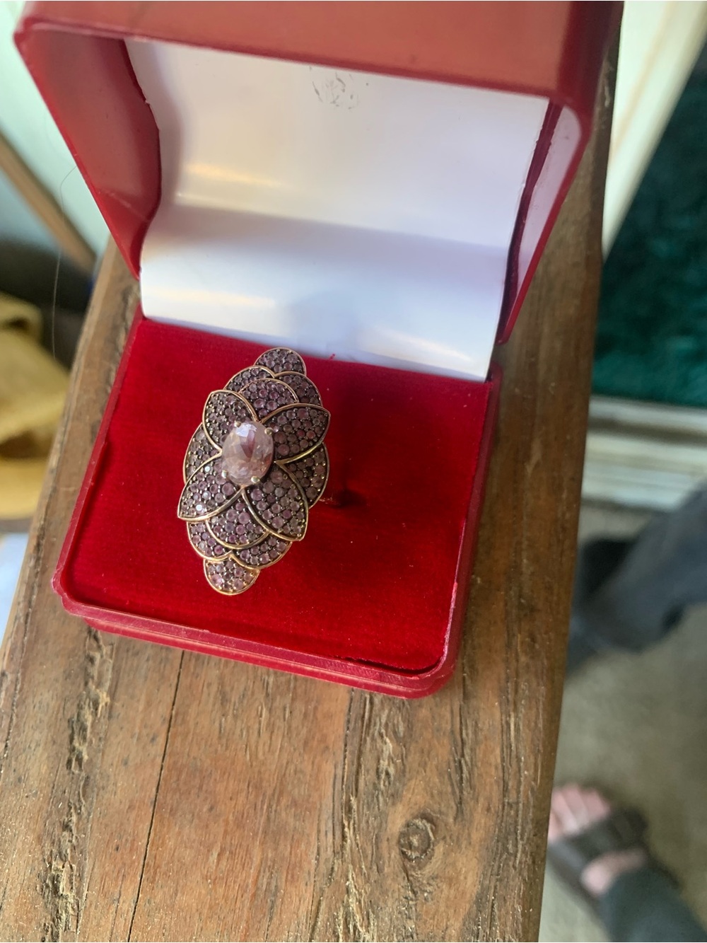 Pink Floral Pavé Statement Ring in Rose Tone - Women's Jewelry